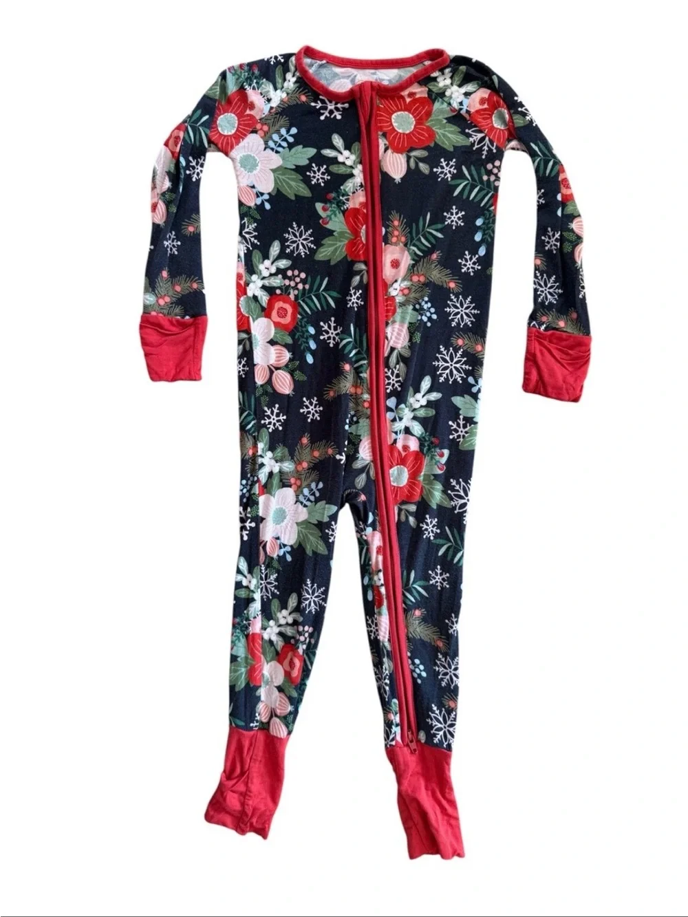 Little Sleepies Poinsettia Floral Bamboo Viscose Zippy 12-18 Months